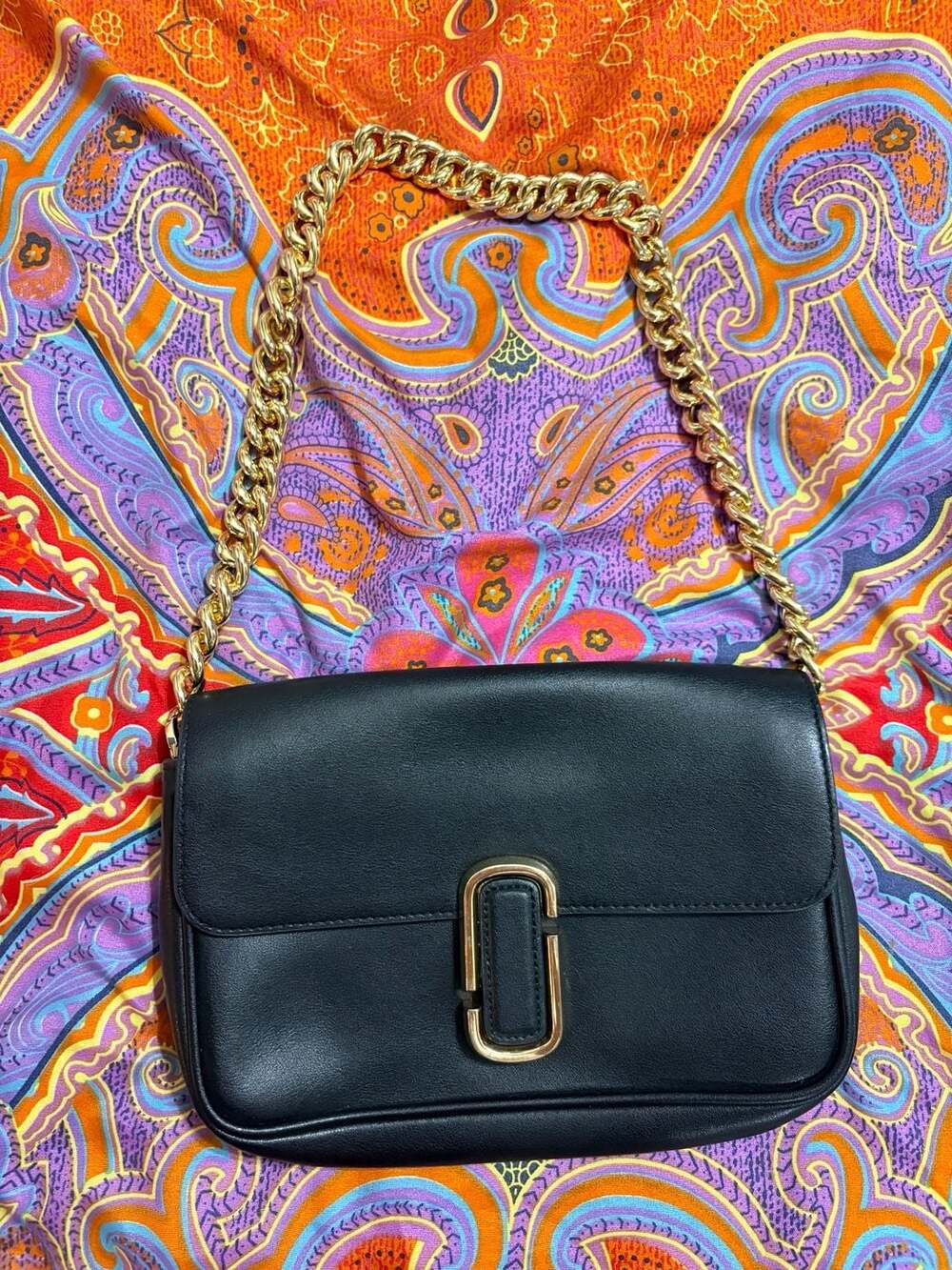 Marc Jacobs The J Marc Leather Shoulder Bag with Gold Tone Hardware